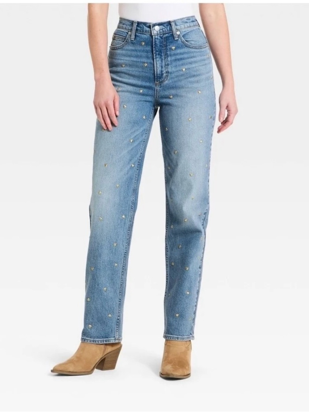 Universal Thread Heart Studded Straight-Leg Jeans